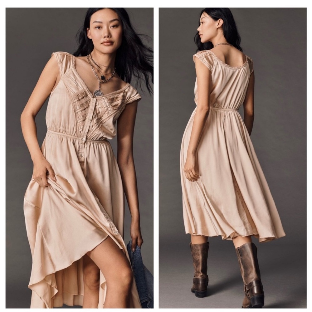 NEW!! By Anthropologie Sleeveless Hanky-Hem Midi Dress